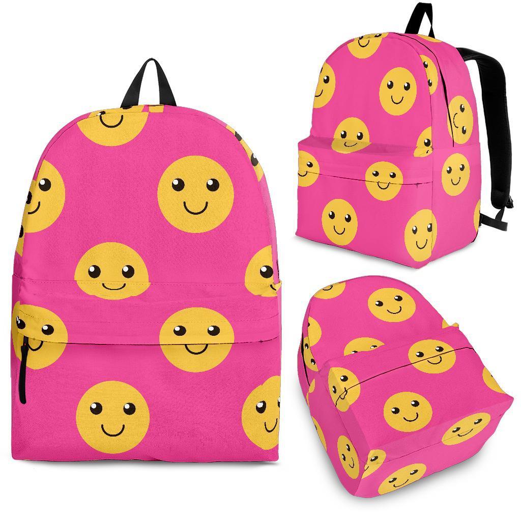 Emoji Pink Pattern Print Backpack-grizzshop