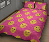 Emoji Pink Pattern Print Bed Set Quilt-grizzshop