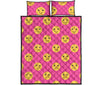 Emoji Pink Pattern Print Bed Set Quilt-grizzshop