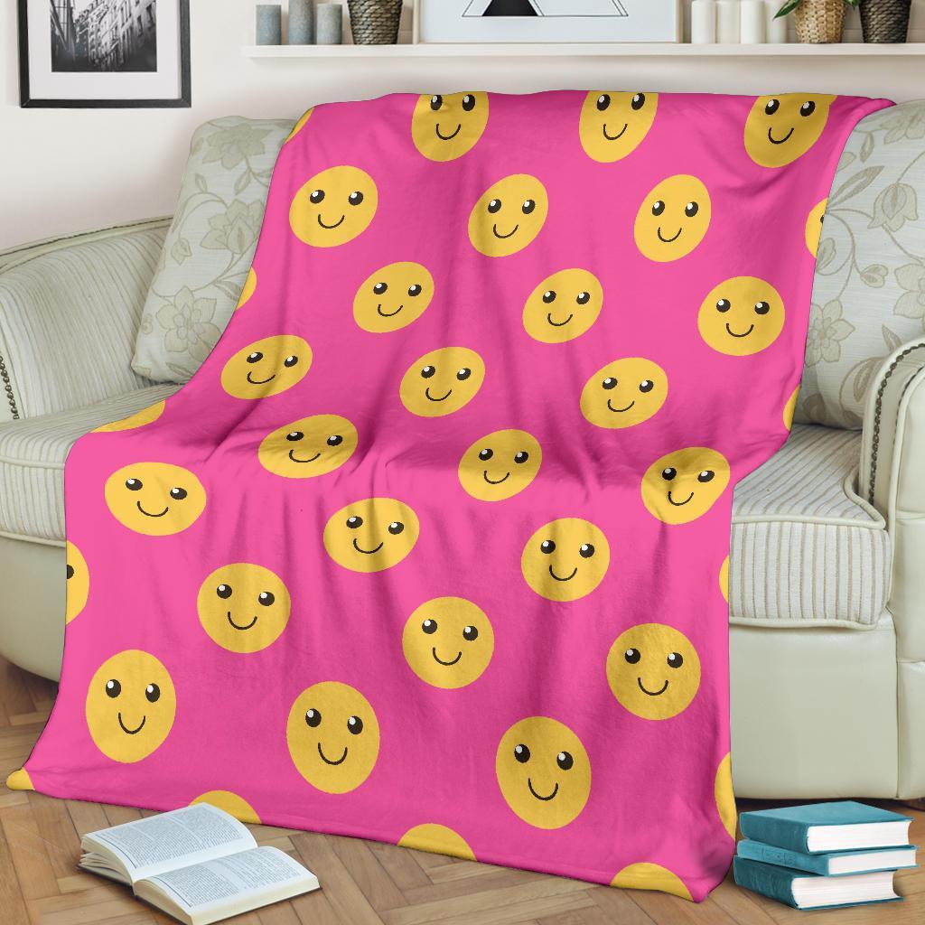 Emoji Pink Pattern Print Blanket-grizzshop