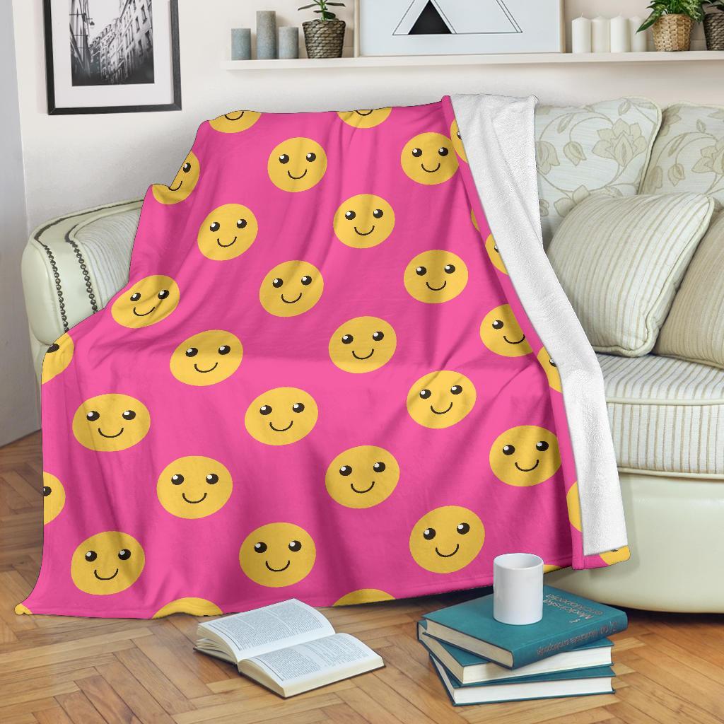 Emoji Pink Pattern Print Blanket-grizzshop