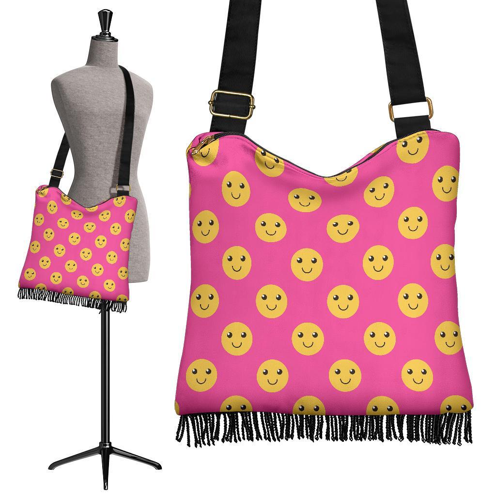 Emoji Pink Pattern Print Crossbody bags-grizzshop