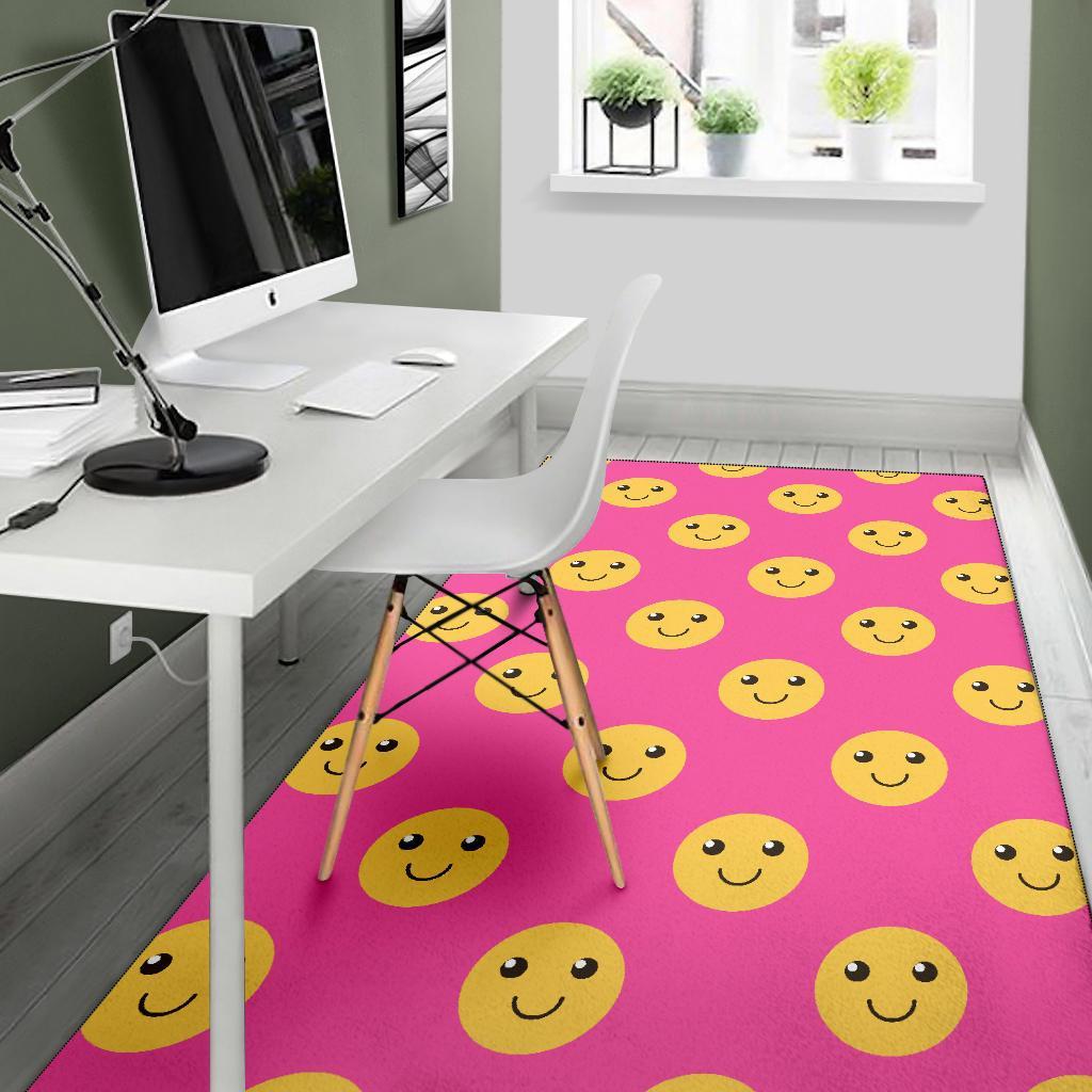 Emoji Pink Pattern Print Floor Mat-grizzshop