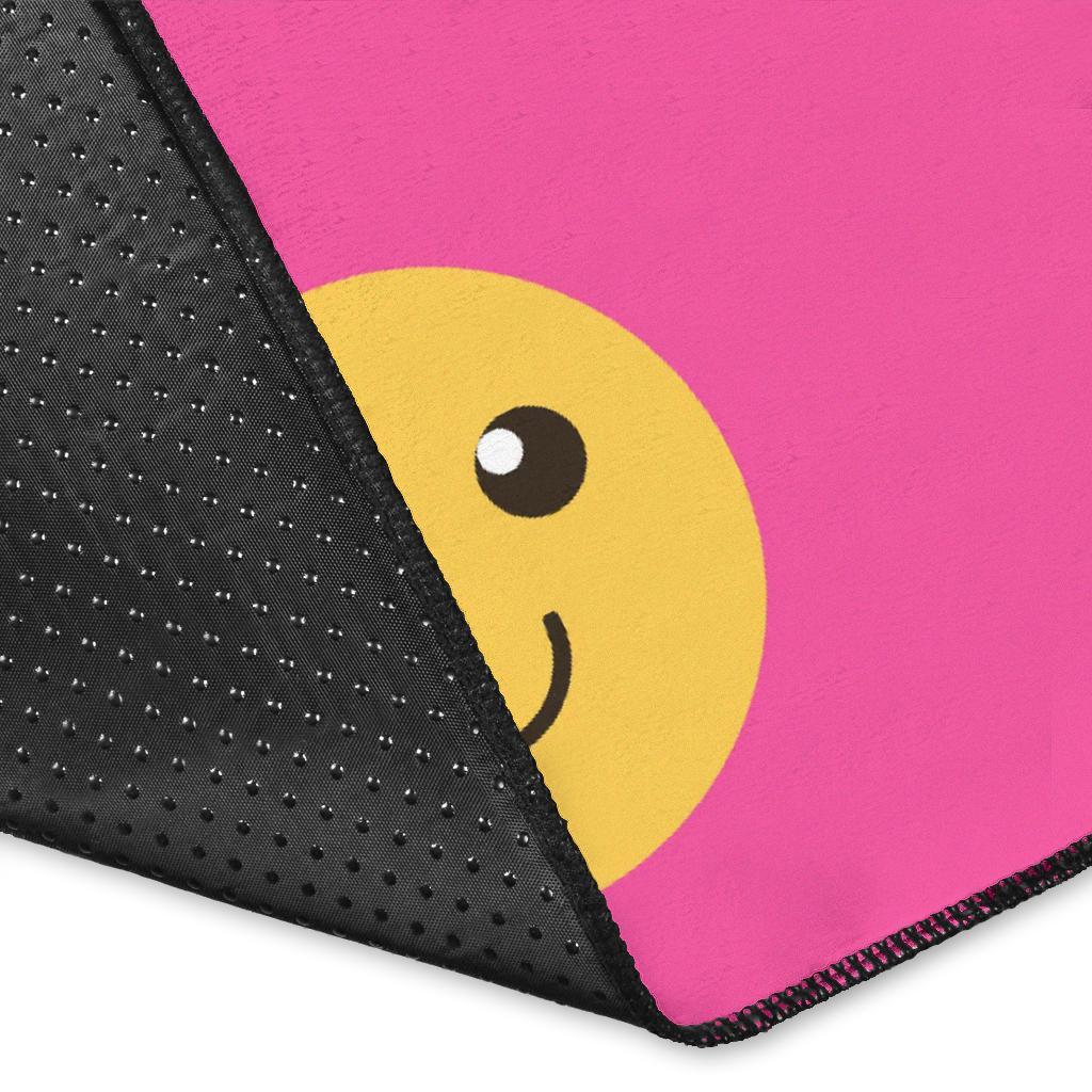 Emoji Pink Pattern Print Floor Mat-grizzshop