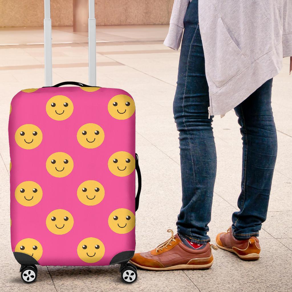 Emoji Pink Pattern Print Luggage Cover Protector-grizzshop