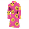 Emoji Pink Pattern Print Men Long Robe-grizzshop