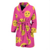 Emoji Pink Pattern Print Men Long Robe-grizzshop