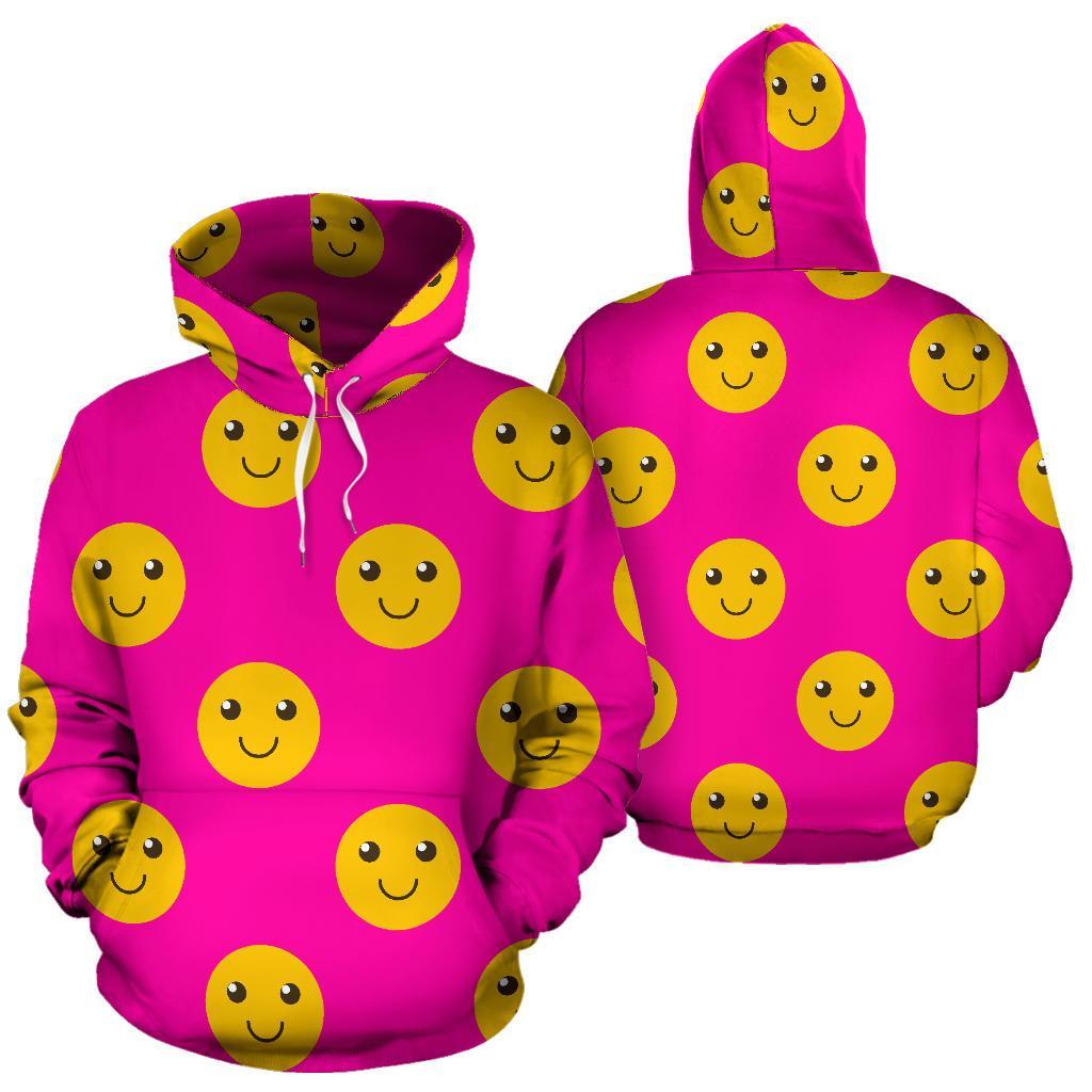 Emoji Pink Pattern Print Men Women Pullover Hoodie-grizzshop