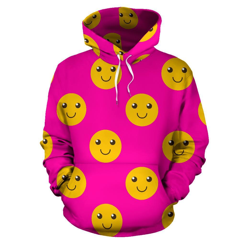 Emoji Pink Pattern Print Men Women Pullover Hoodie-grizzshop