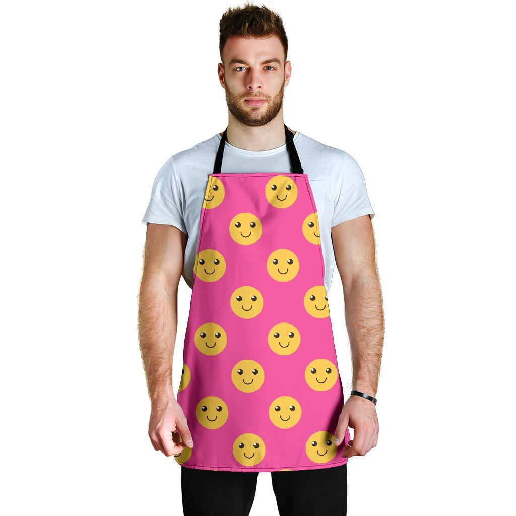 Emoji Pink Pattern Print Men's Apron-grizzshop