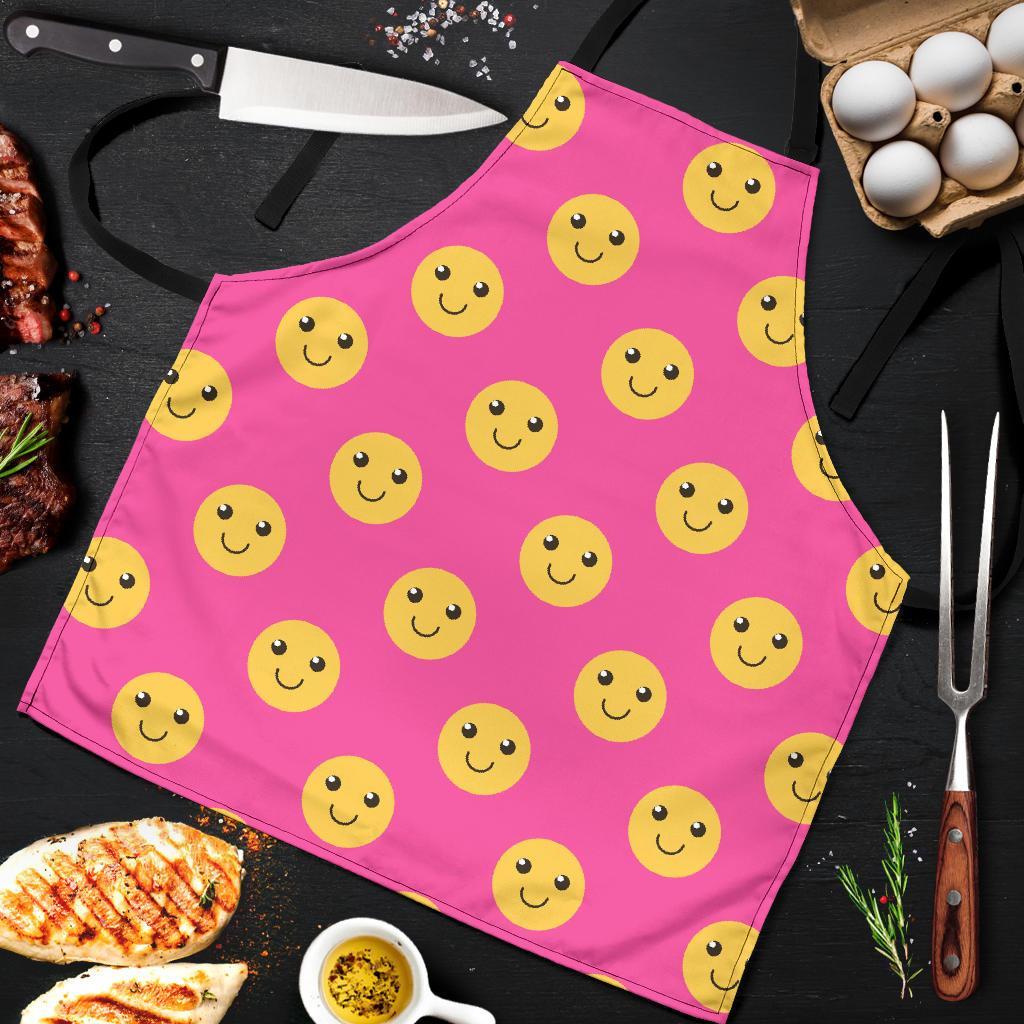 Emoji Pink Pattern Print Men's Apron-grizzshop