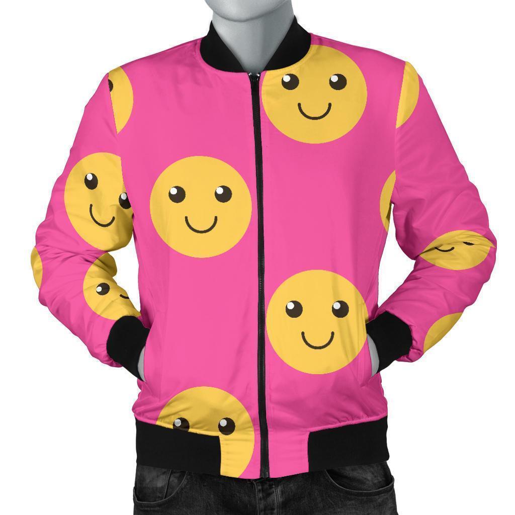 Emoji Pink Pattern Print Men's Bomber Jacket-grizzshop