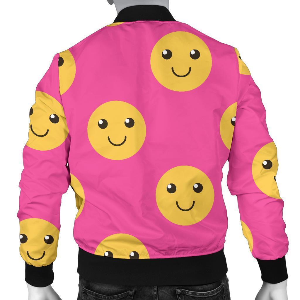 Emoji Pink Pattern Print Men's Bomber Jacket-grizzshop