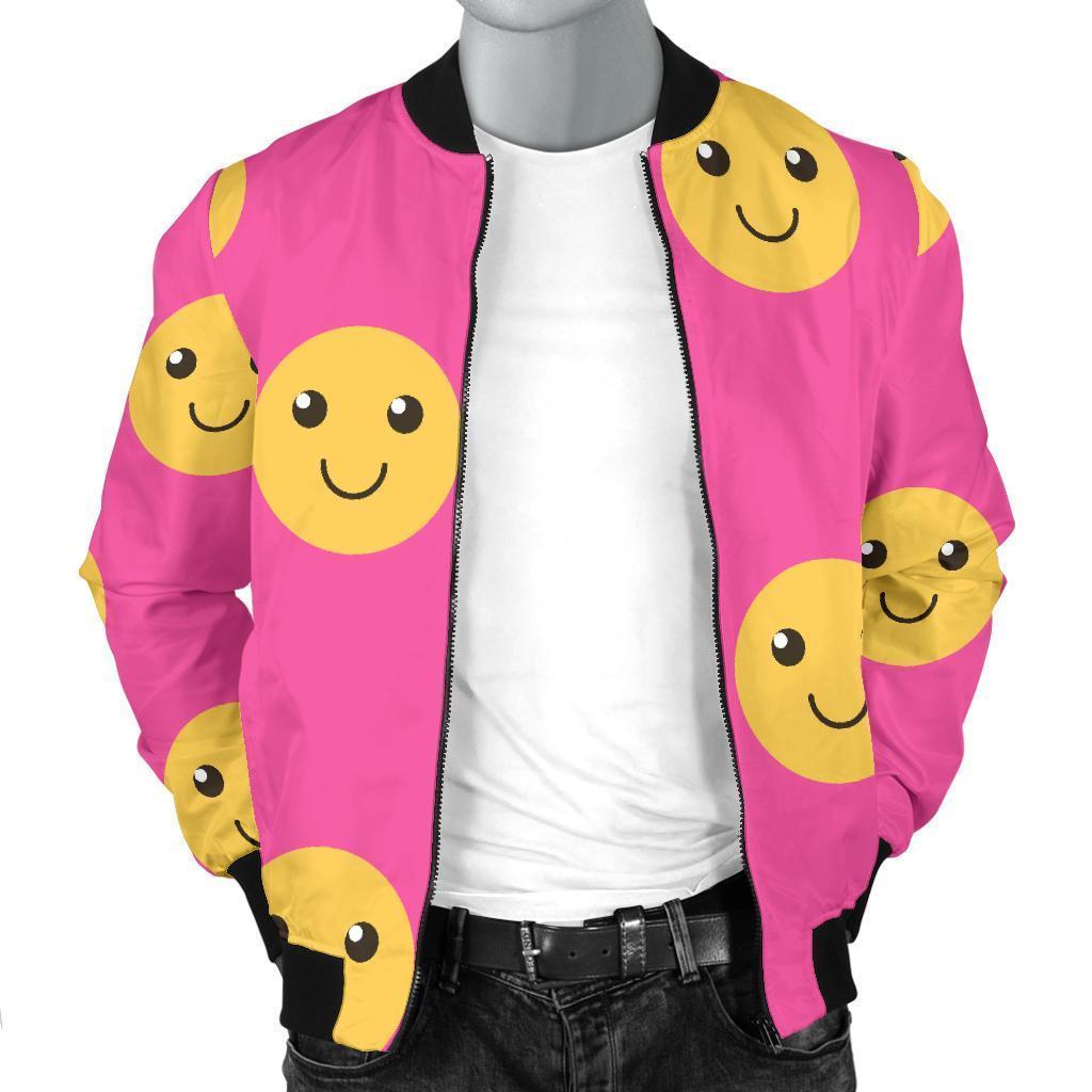 Emoji Pink Pattern Print Men's Bomber Jacket-grizzshop