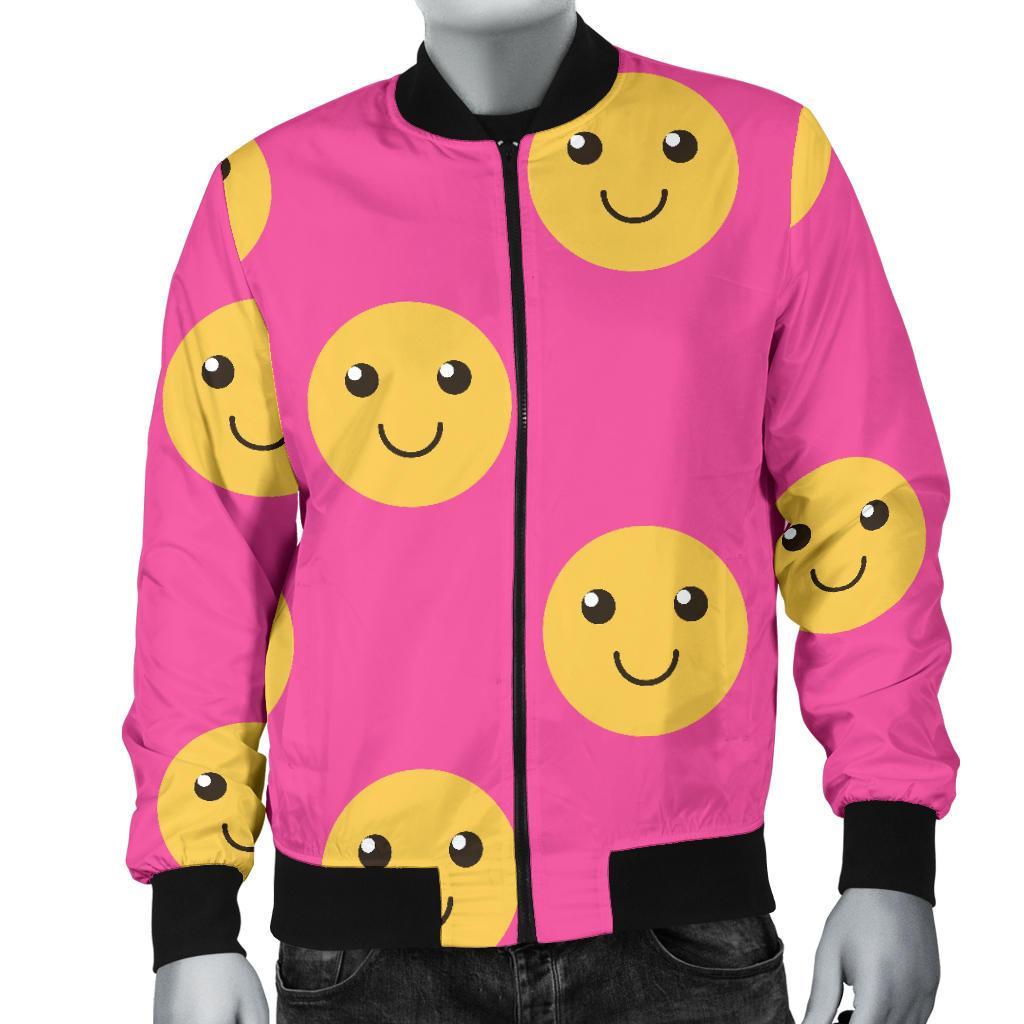 Emoji Pink Pattern Print Men's Bomber Jacket-grizzshop
