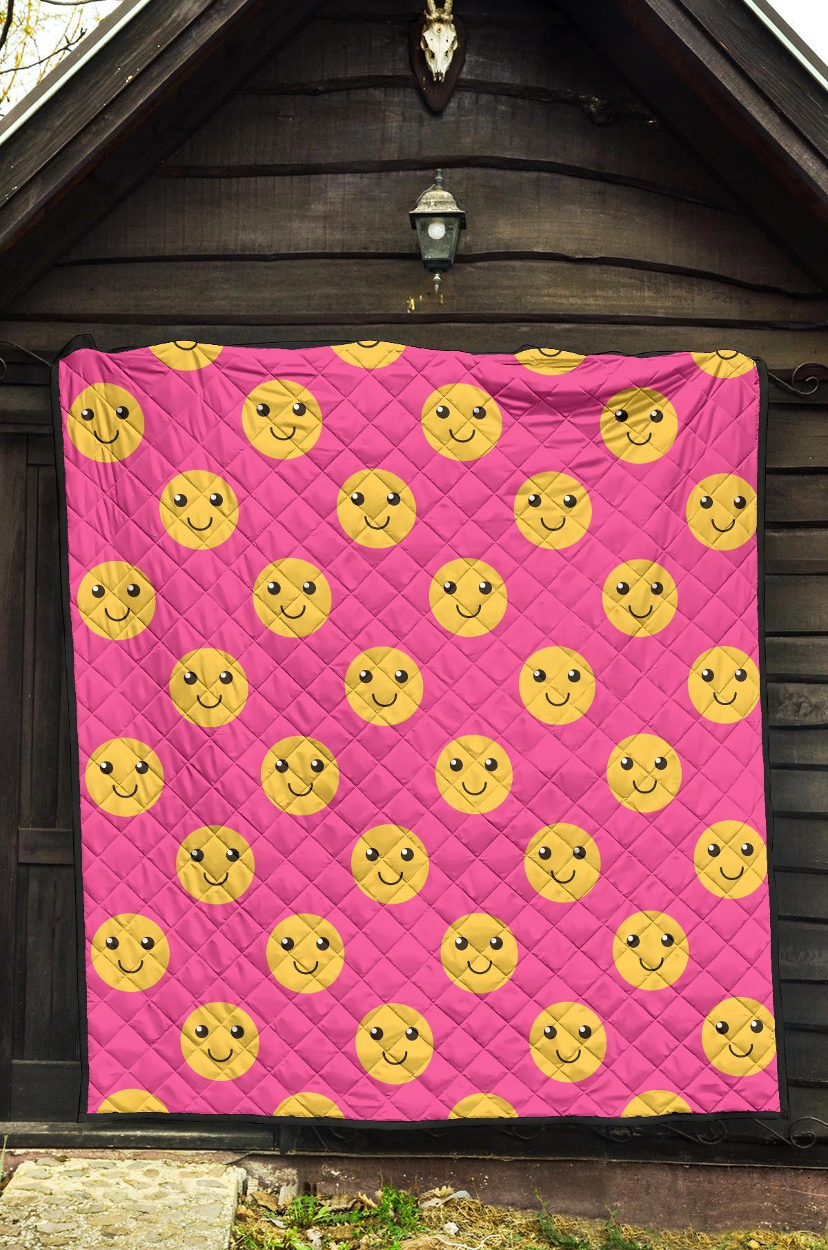 Emoji Pink Pattern Print Quilt-grizzshop