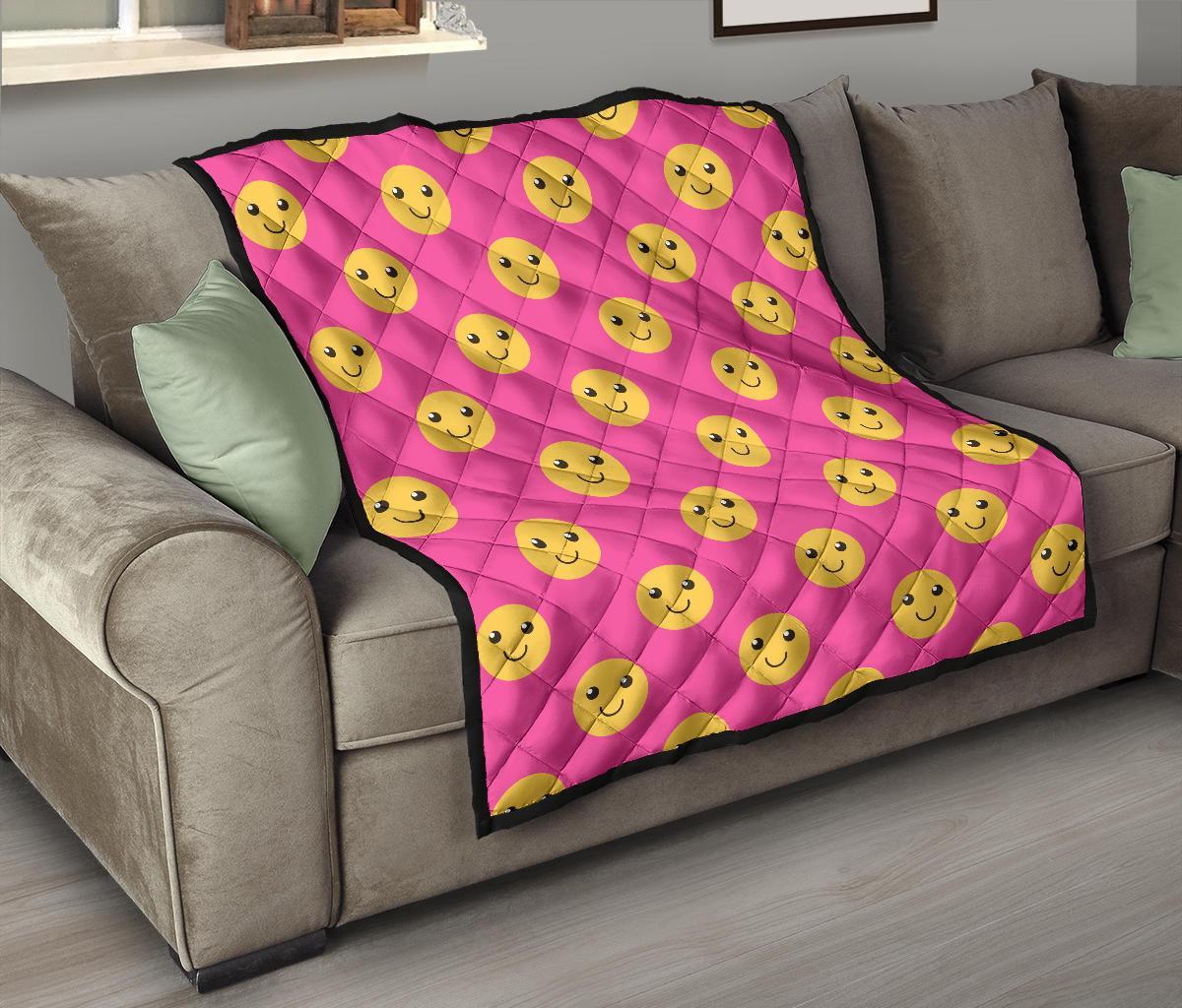Emoji Pink Pattern Print Quilt-grizzshop