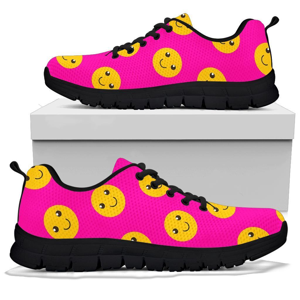 Emoji Pink Pattern Print Sneaker Shoes For Men Women-grizzshop