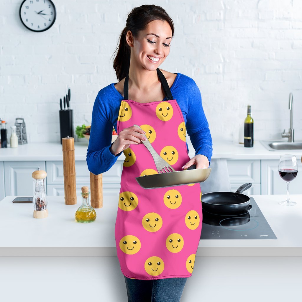 Emoji Pink Pattern Print Women's Apron-grizzshop