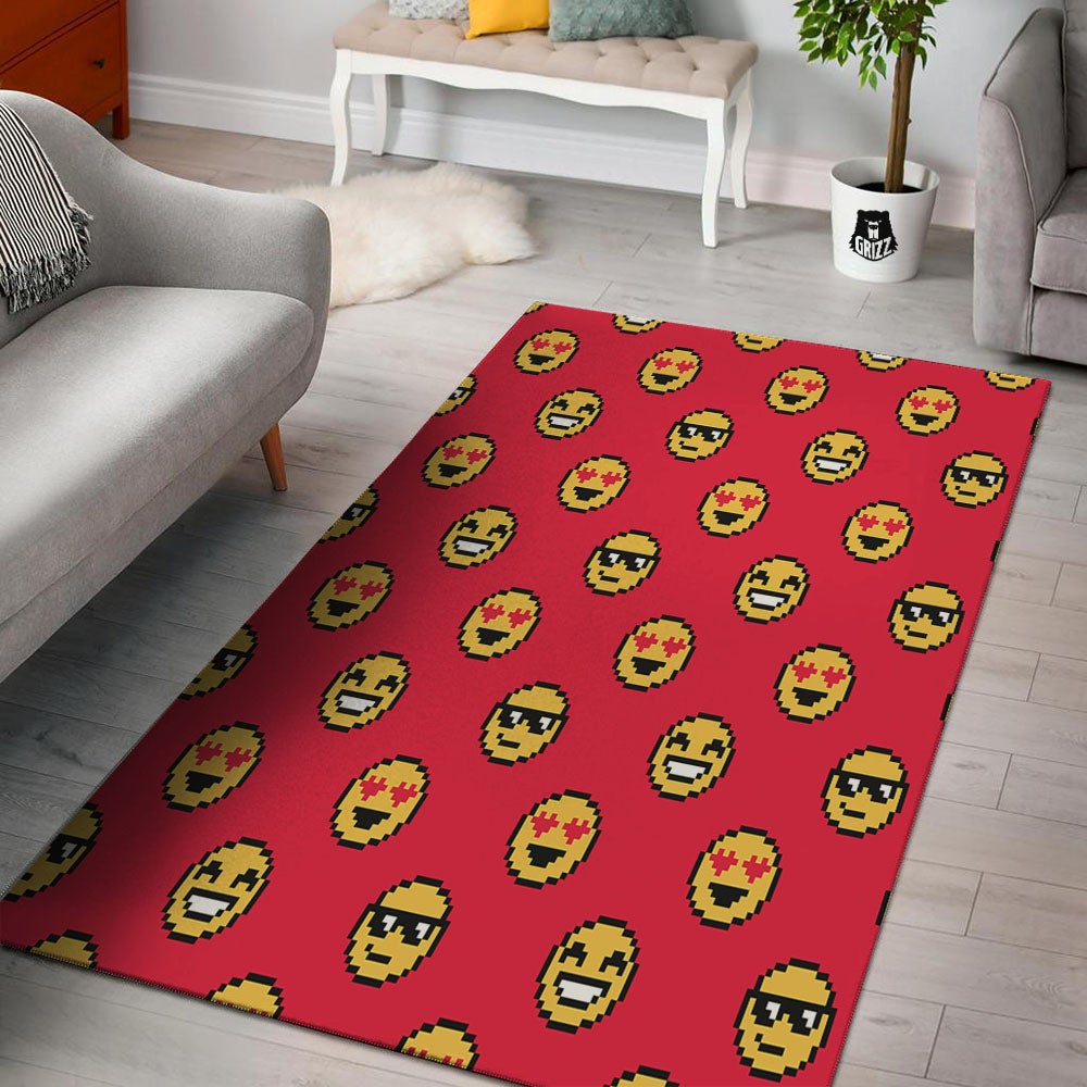 Emoji Pixel Print Pattern Floor Mat-grizzshop