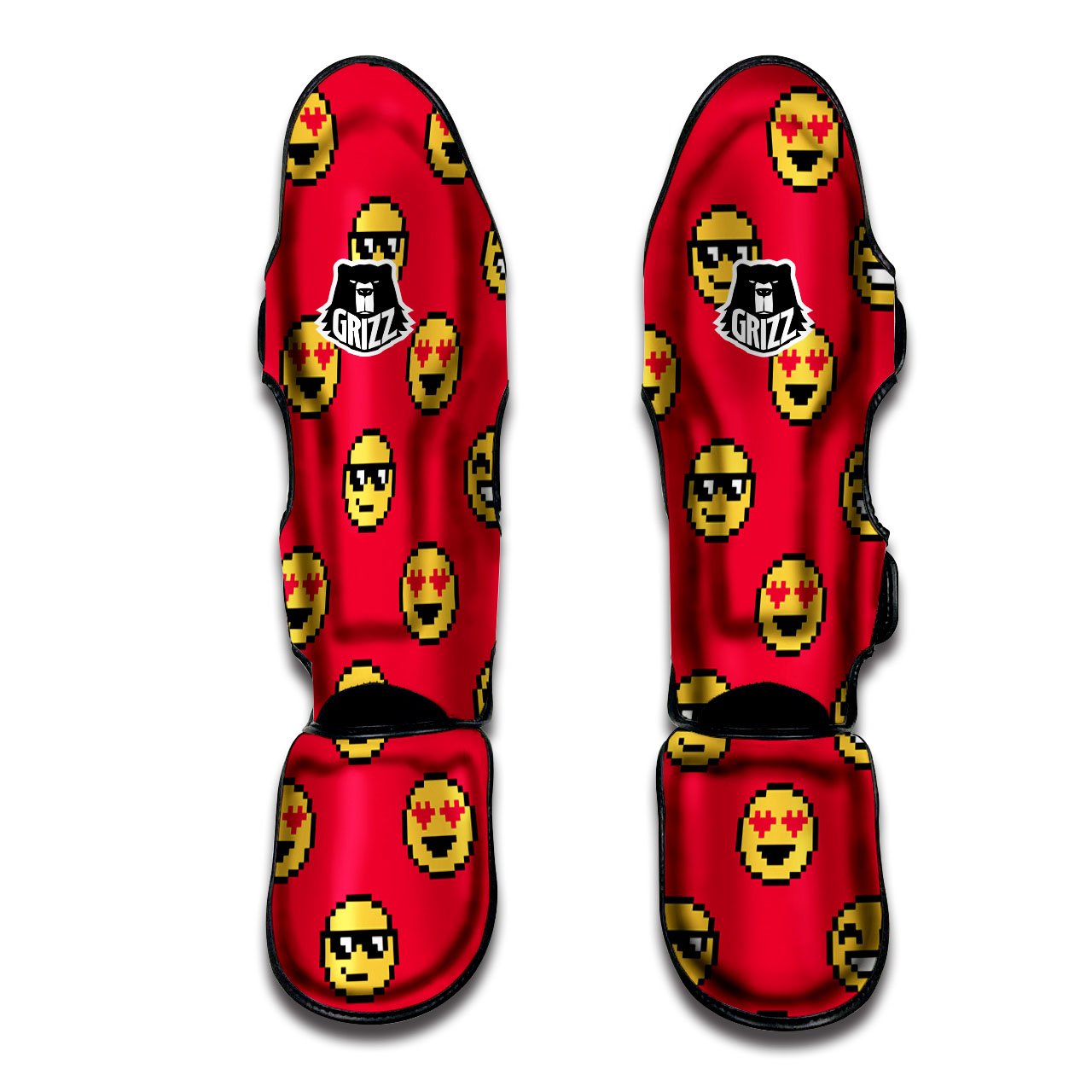 Emoji Pixel Print Pattern Muay Thai Shin Guards-grizzshop