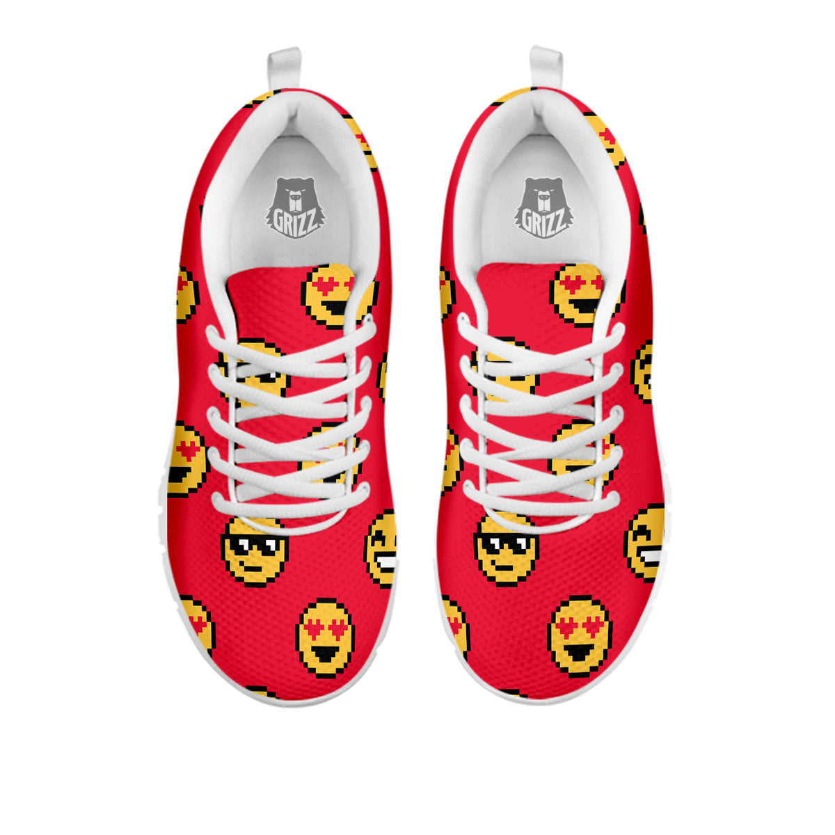 Emoji Pixel Print Pattern White Sneaker-grizzshop