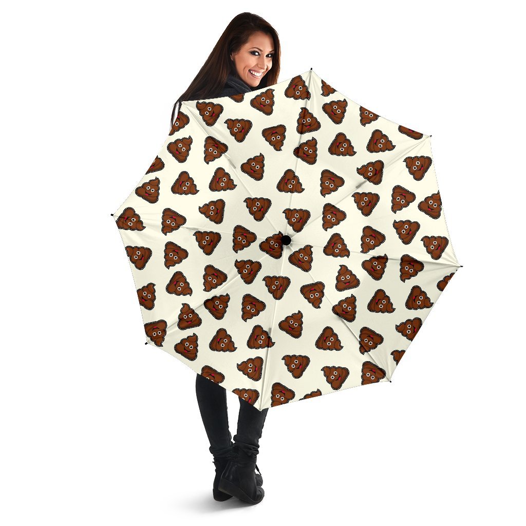 Emoji Poop Pattern Print Automatic Foldable Umbrella-grizzshop