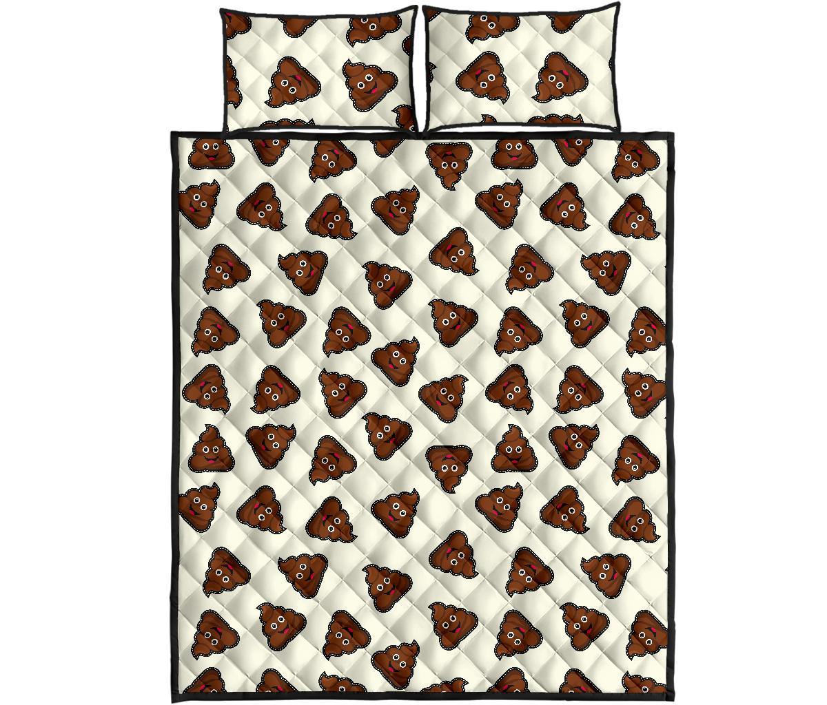 Emoji Poop Pattern Print Bed Set Quilt-grizzshop