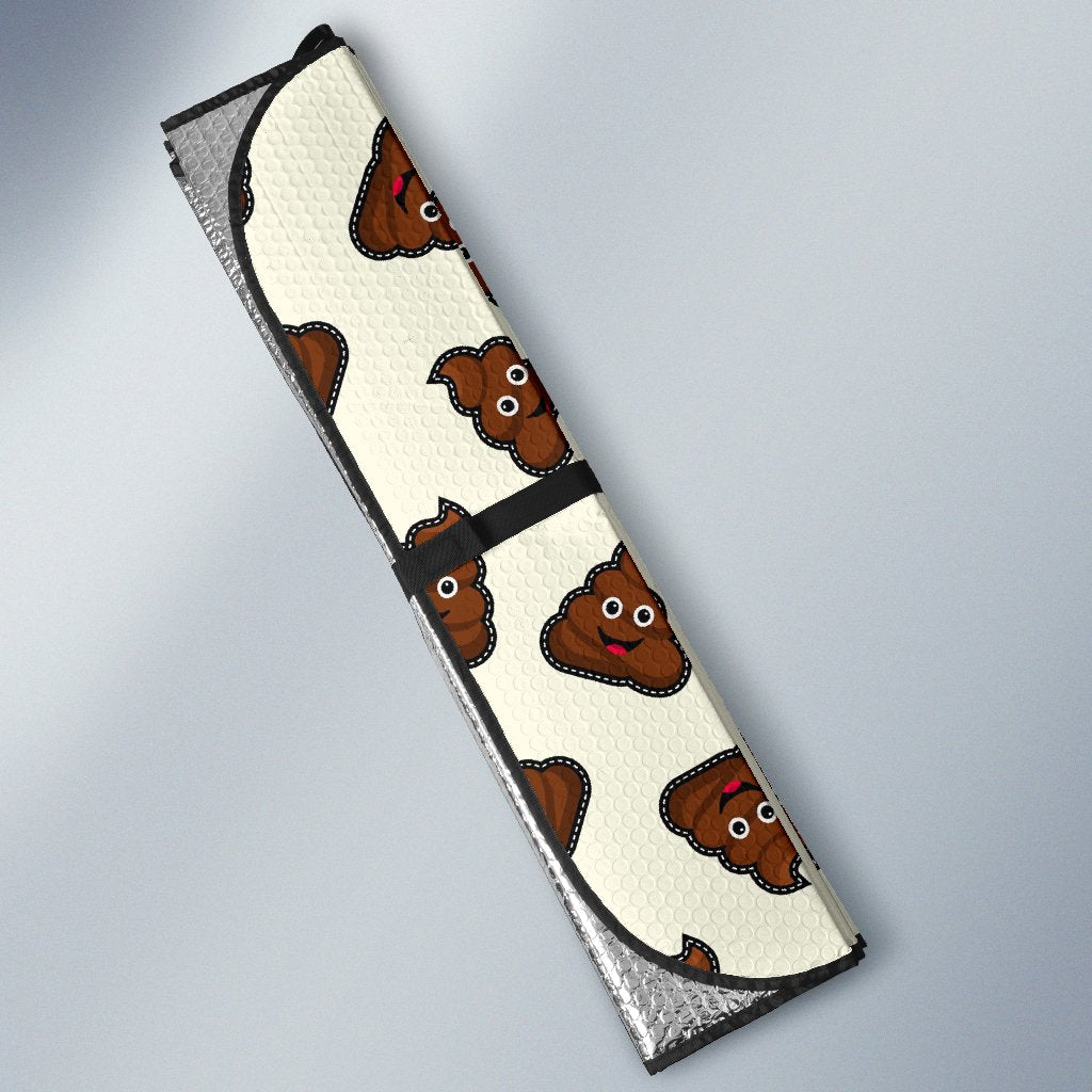 Emoji Poop Pattern Print Car Sun Shade-grizzshop