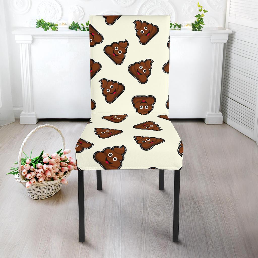 Emoji Poop Pattern Print Chair Cover-grizzshop