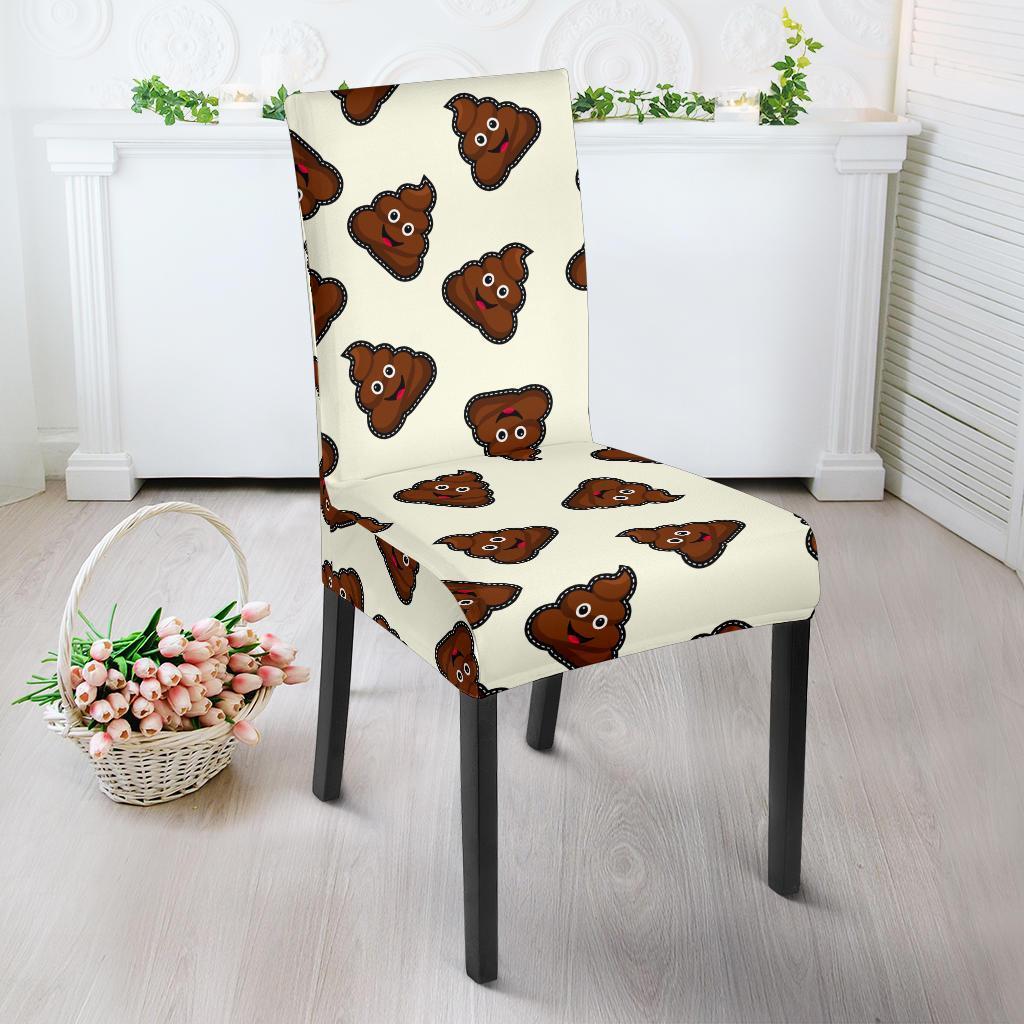 Emoji Poop Pattern Print Chair Cover-grizzshop