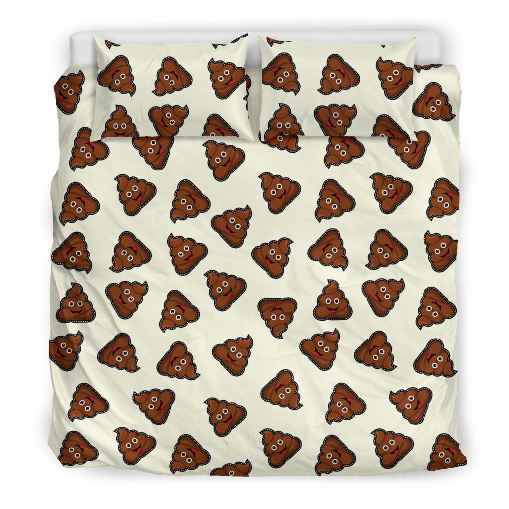 Emoji Poop Pattern Print Duvet Cover Bedding Set-grizzshop