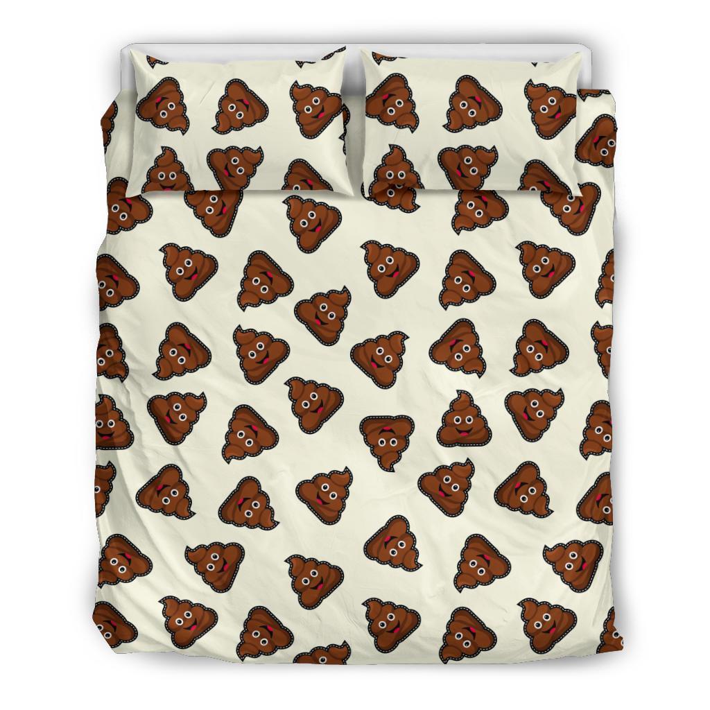 Emoji Poop Pattern Print Duvet Cover Bedding Set-grizzshop