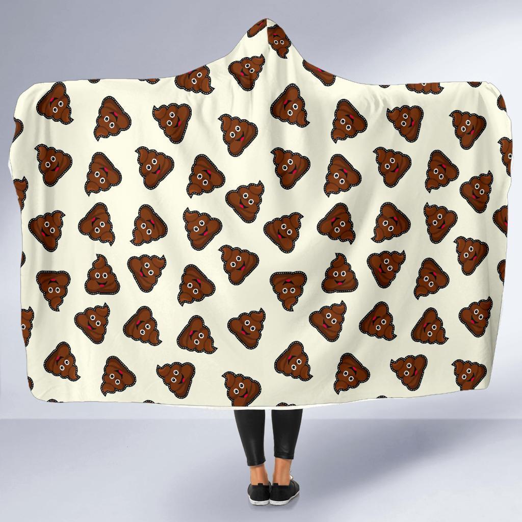 Emoji Poop Pattern Print Hooded Blanket-grizzshop