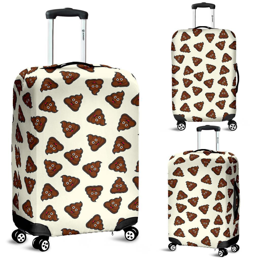 Emoji Poop Pattern Print Luggage Cover Protector-grizzshop