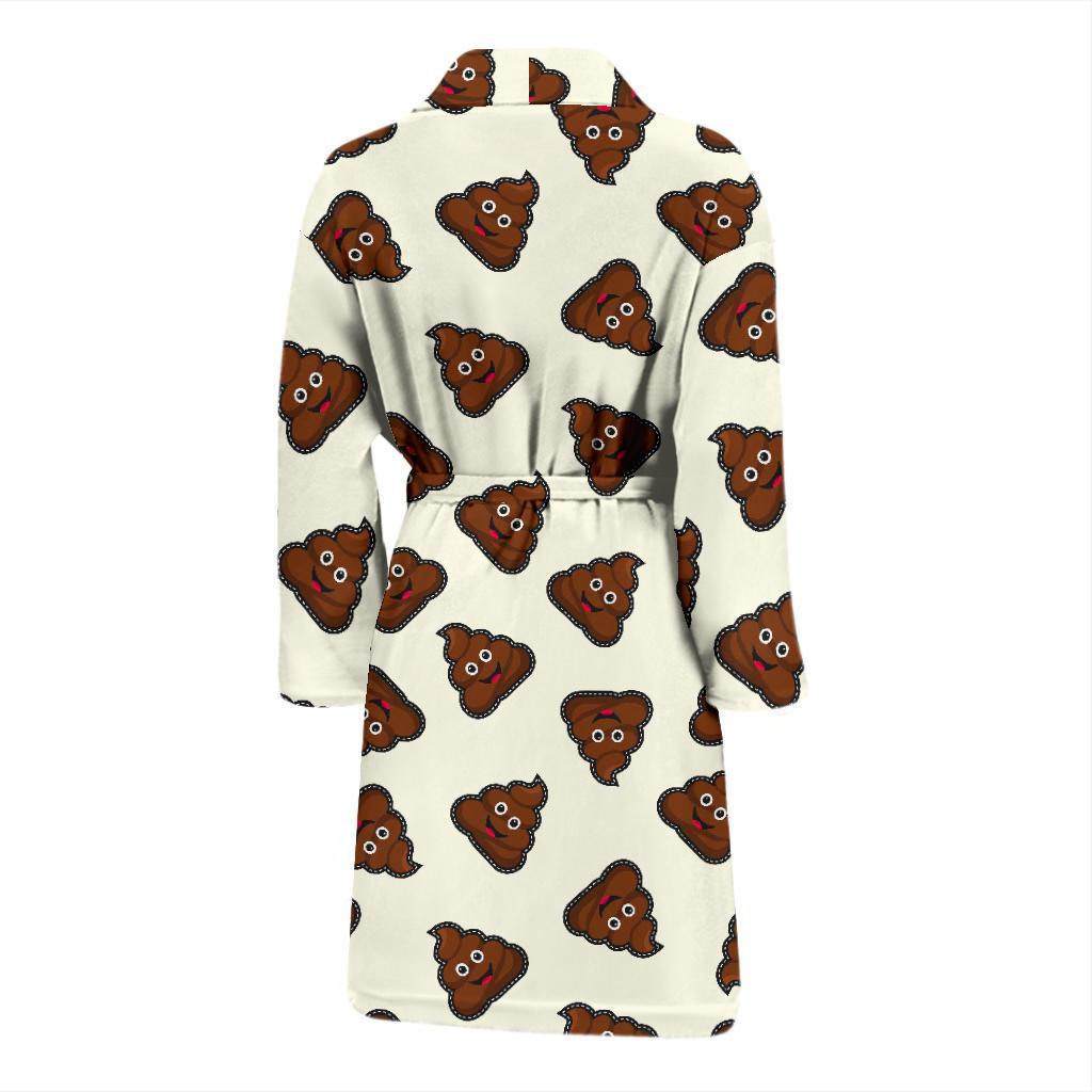 Emoji Poop Pattern Print Men Long Robe-grizzshop