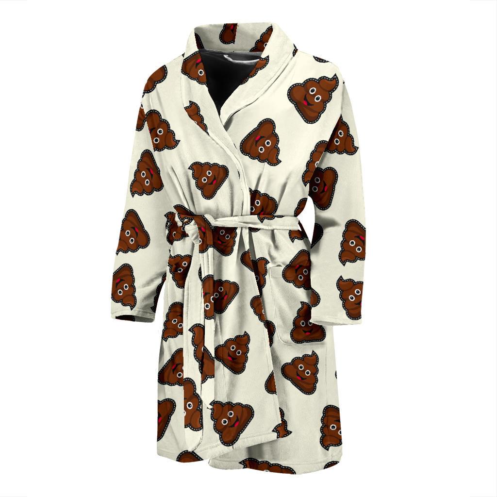 Emoji Poop Pattern Print Men Long Robe-grizzshop