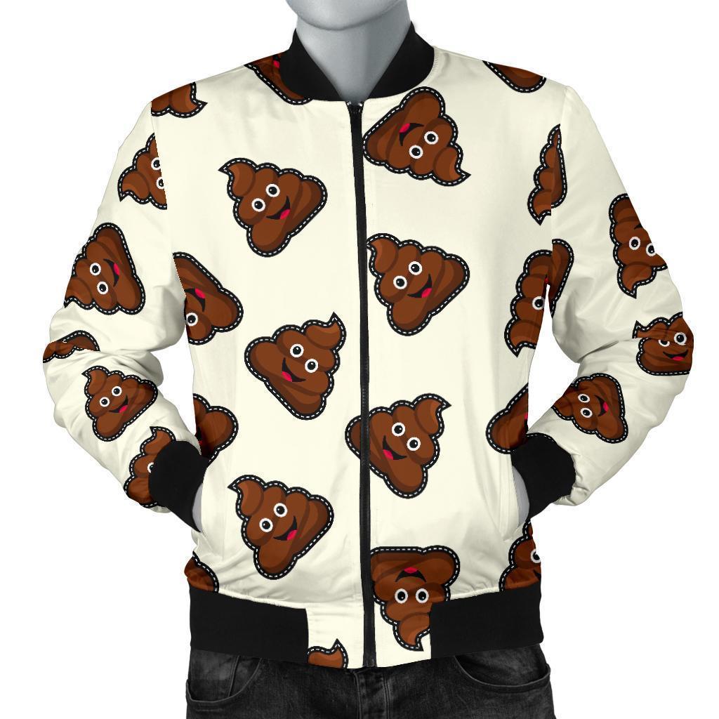 Emoji Poop Pattern Print Men's Bomber Jacket-grizzshop