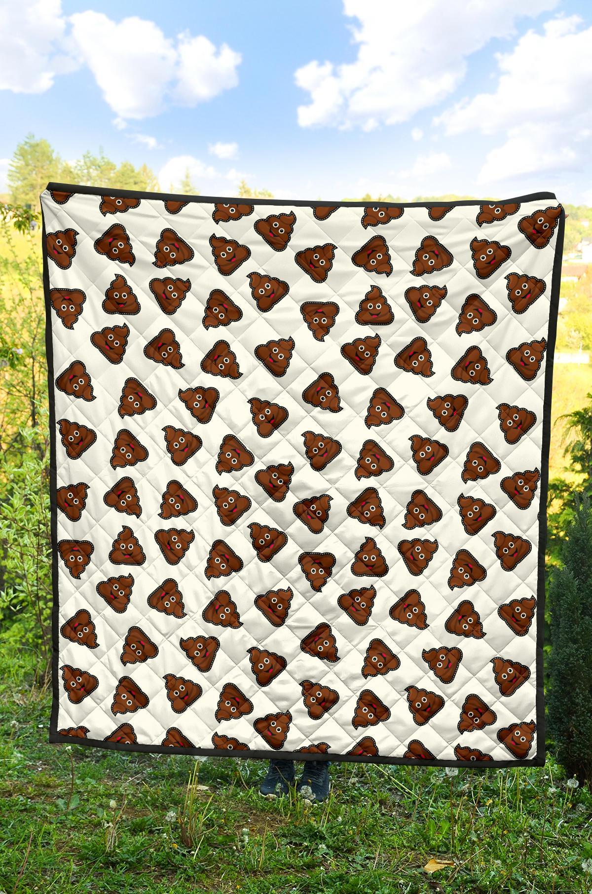 Emoji Poop Pattern Print Quilt-grizzshop