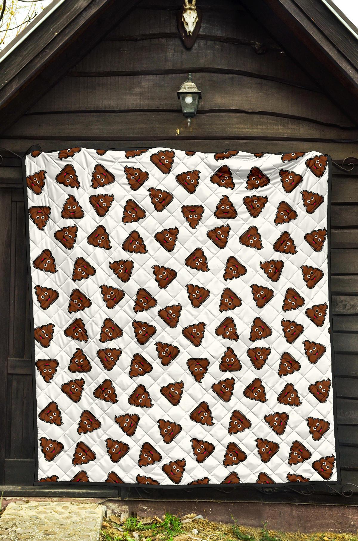 Emoji Poop Pattern Print Quilt-grizzshop