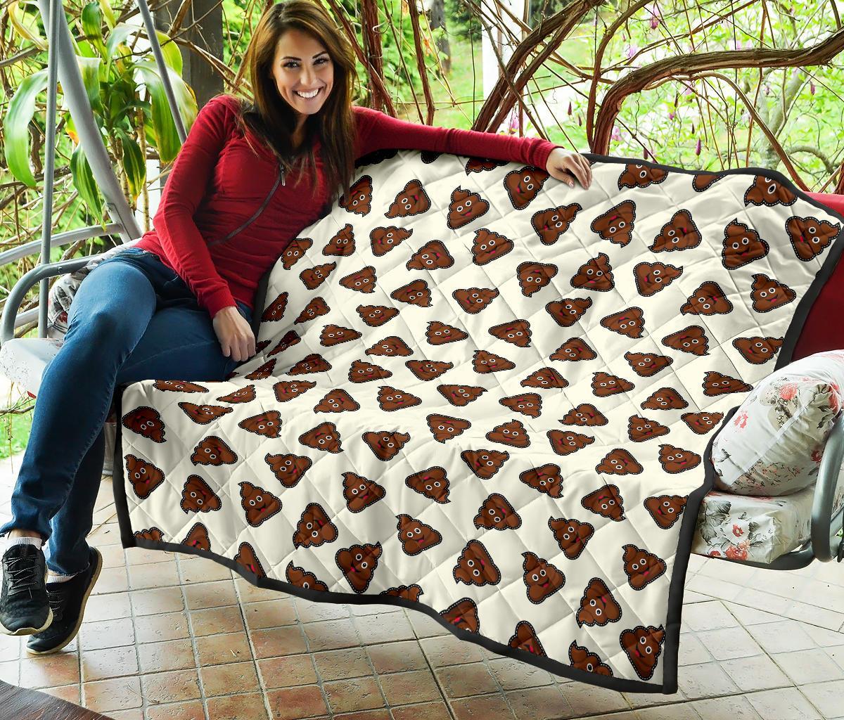 Emoji Poop Pattern Print Quilt-grizzshop