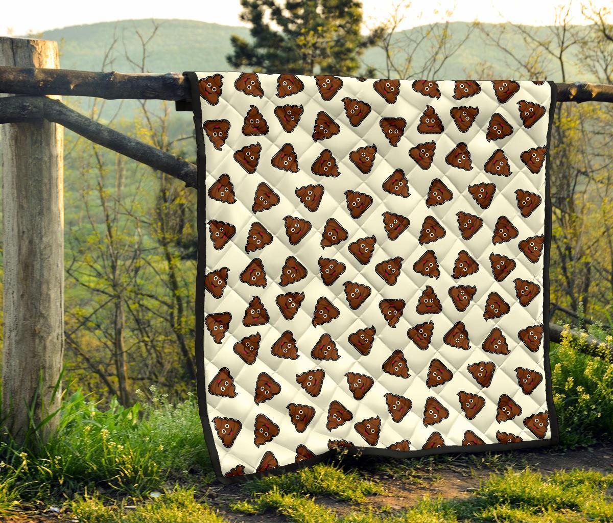 Emoji Poop Pattern Print Quilt-grizzshop