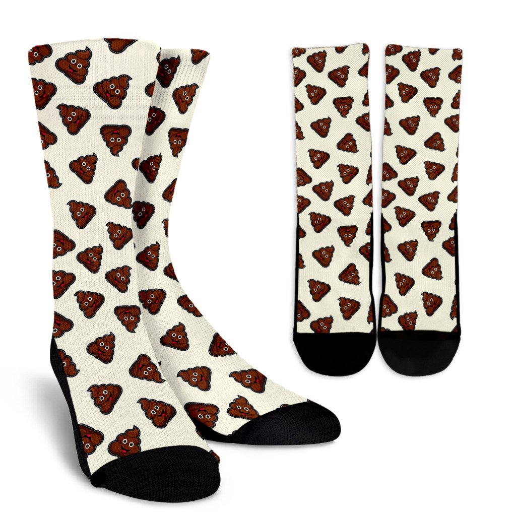 Emoji Poop Pattern Print Unisex Crew Socks-grizzshop