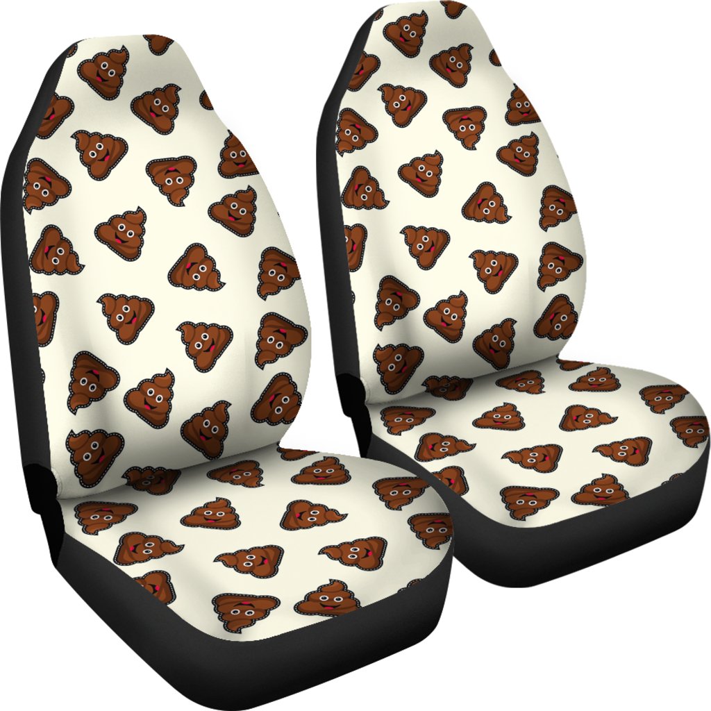 Emoji Poop Pattern Print Universal Fit Car Seat Covers-grizzshop