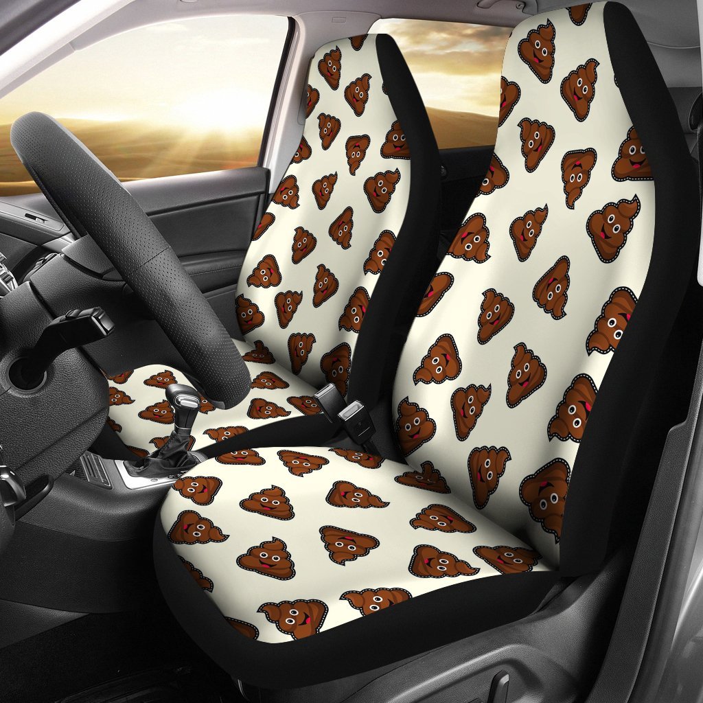 Emoji Poop Pattern Print Universal Fit Car Seat Covers-grizzshop