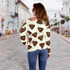 Emoji Poop Pattern Print Women Off Shoulder Sweatshirt-grizzshop