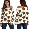 Emoji Poop Pattern Print Women Off Shoulder Sweatshirt-grizzshop