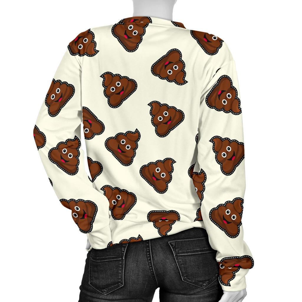 Emoji Poop Pattern Print Women's Sweatshirt-grizzshop