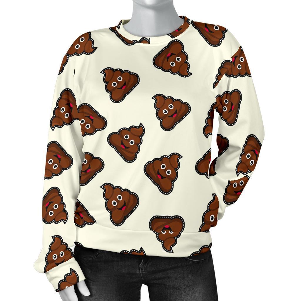 Emoji Poop Pattern Print Women's Sweatshirt-grizzshop