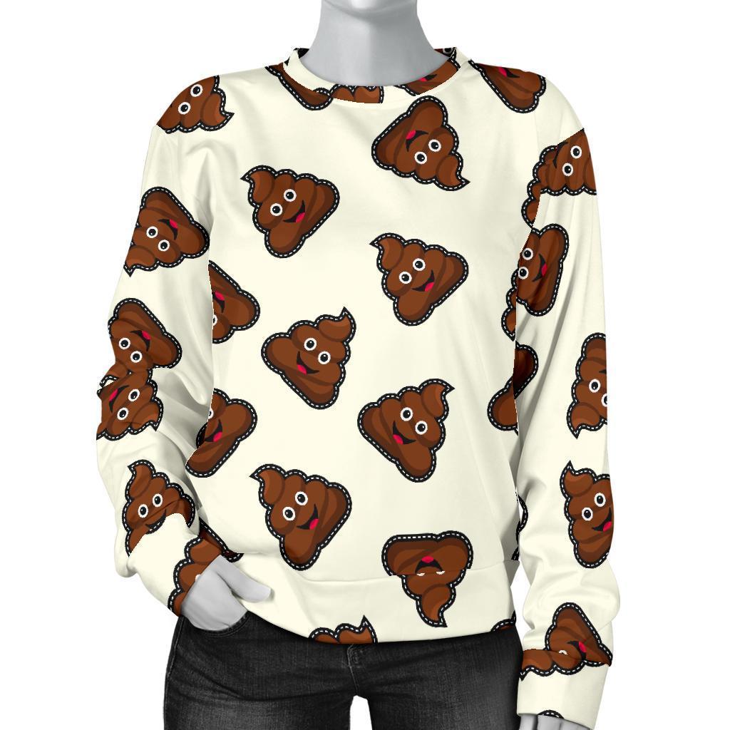 Emoji Poop Pattern Print Women's Sweatshirt-grizzshop